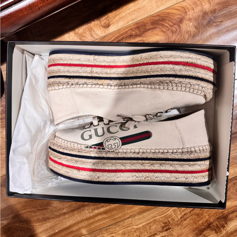Gucci Beige Espadrille Sneakers